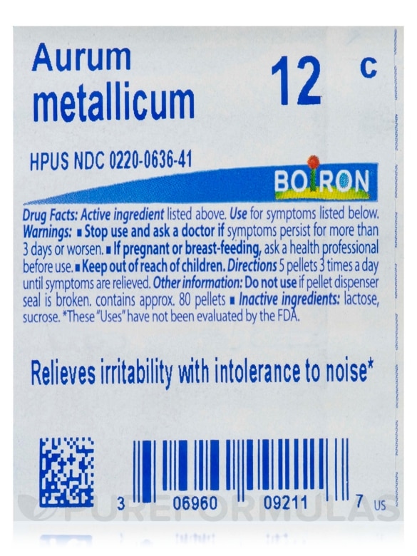 Aurum Metallicum 12c - 1 Tube (approx. 80 pellets) - Alternate View 4