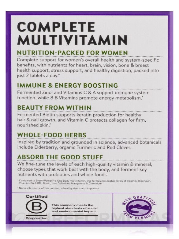 Women's Advanced Multivitamin (formerly Every Woman Multivitamin) - 120 Vegetarian Tablets - Alternate View 9