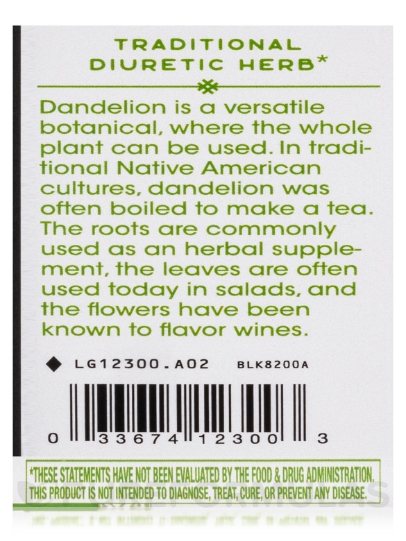 Dandelion Root - 100 Vegan Capsules - Alternate View 6