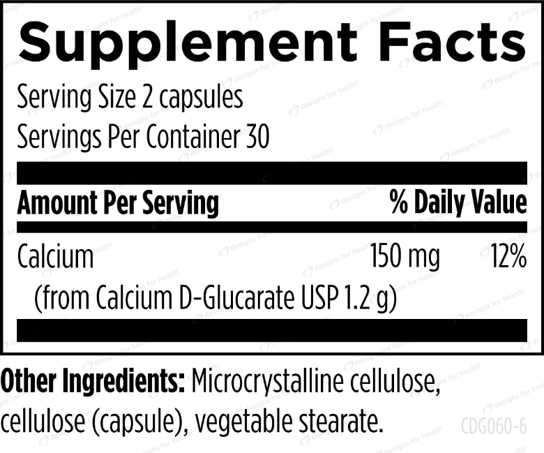 Calcium D-Glucarate - 60 Vegetarian Capsules - Alternate View 1