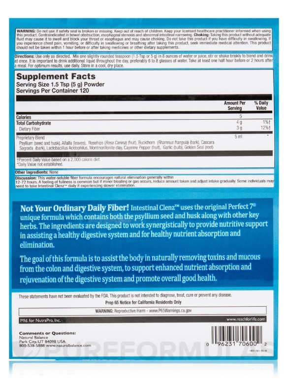 Intestinal Clenz™ Colon Herbal Powder - 21 oz (600 Grams) - Alternate View 3