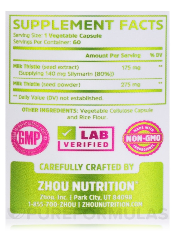 Milk Thistle 450 mg - 60 Veggie Capsules - Alternate View 5