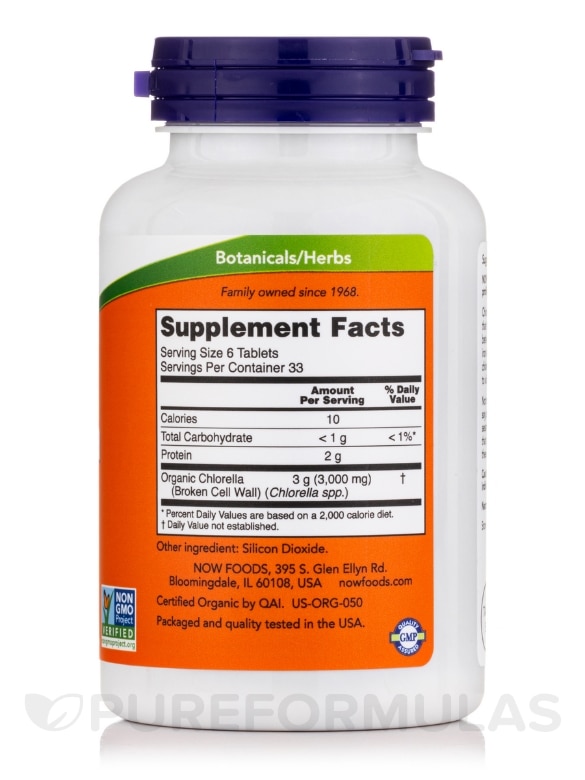 Chlorella (Organic) 500 mg - 200 Tablets - Alternate View 1