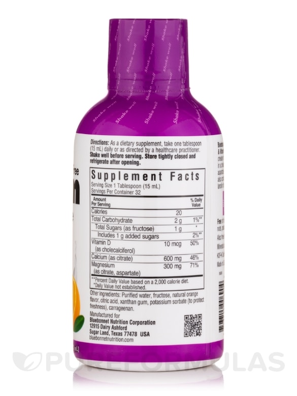 Liquid Calcium Magnesium Citrate Plus Vitamin D3, Orange Flavor (Milk-Free) - 16 fl. oz (472 ml) - Alternate View 1