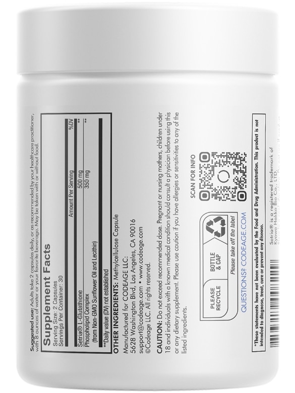 Codeage Liposomal L-Glutathione - Reduced Glutathione Antioxidant Supplement - 60 Capsules - Alternate View 9