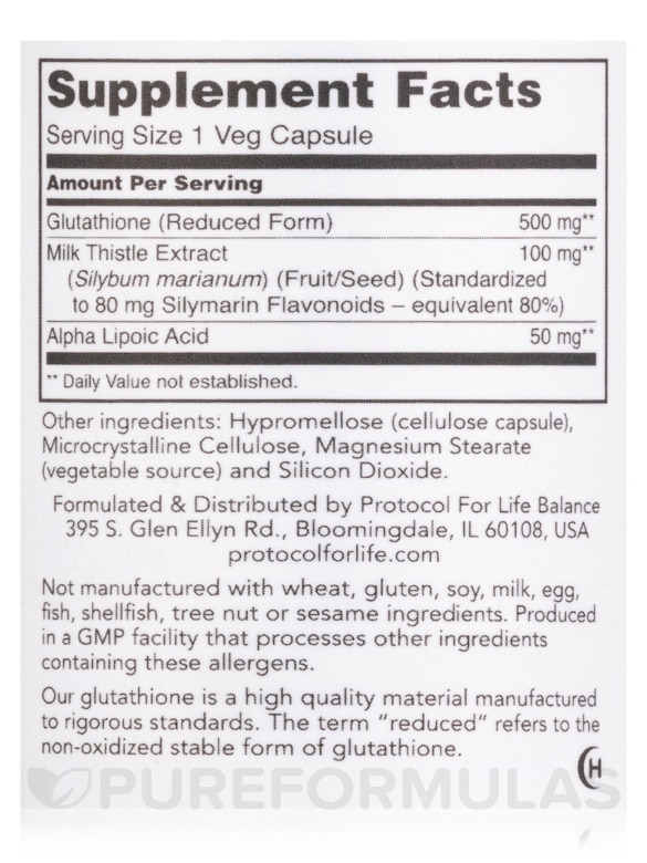 Glutathione 500 mg - 60 Vegetarian Capsules - Alternate View 3