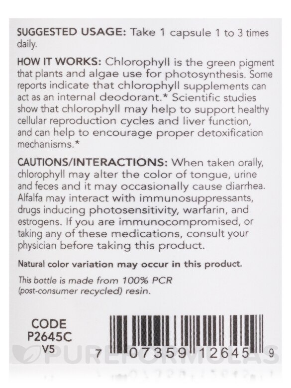 Chlorophyll 100 mg - 90 Veg Capsules - Alternate View 4