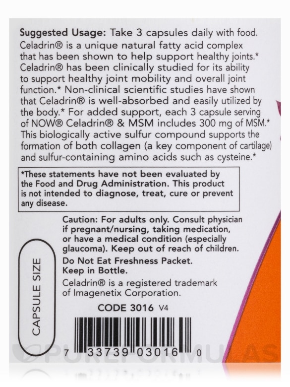 Celadrin® & MSM 500 mg - 120 Capsules - Alternate View 4