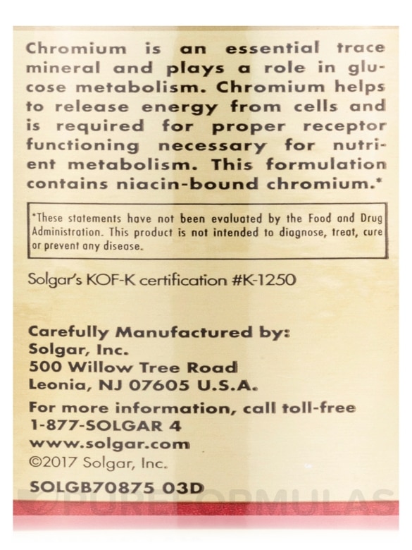 Chromium Polynicotinate 200 mcg Yeast-Free - 100 Vegetable Capsules - Alternate View 6