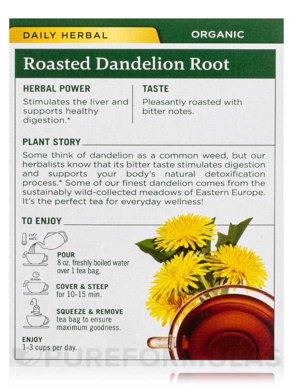 Organic Roasted Dandelion Root Tea - 16 Tea Bags - Alternate View 6