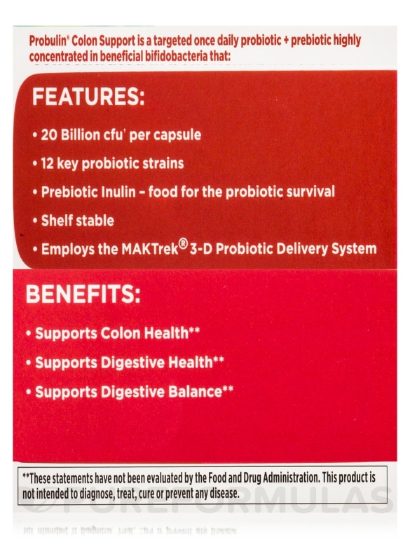 Colon Support Probiotic 20 Billion CFU - 30 Capsules - Alternate View 8
