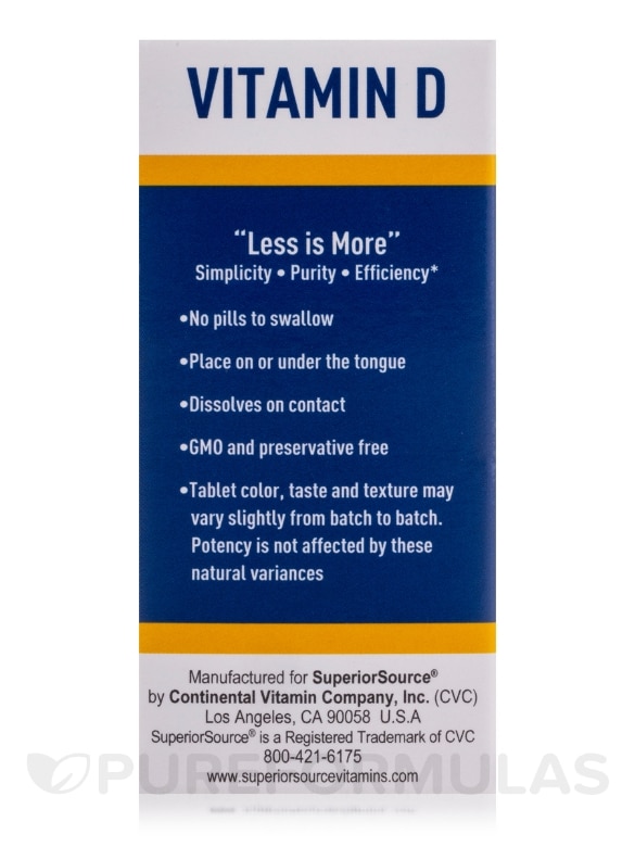 Vitamin D3 400 IU (as Cholecalciferol) - 100 MicroLingual® Tablets - Alternate View 6