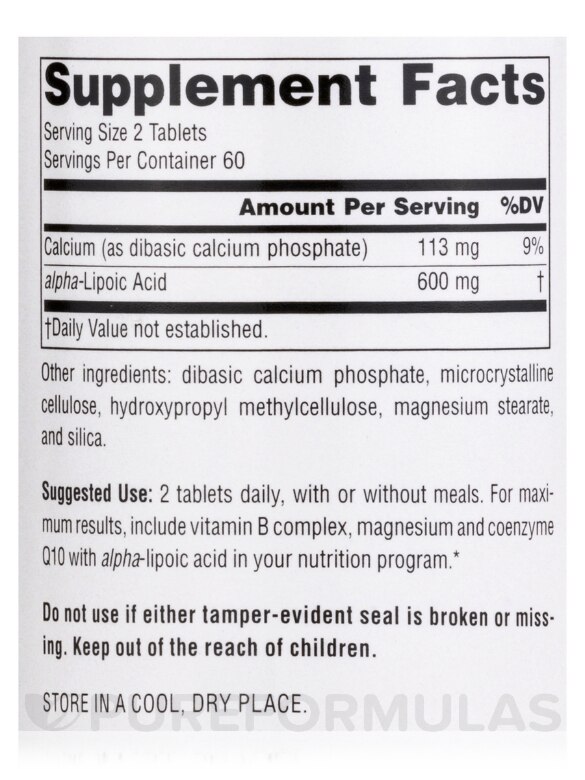 Alpha-Lipoic Acid 300 mg T/R - 120 Tablets - Alternate View 4