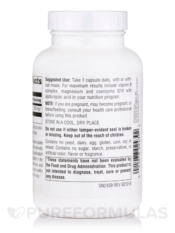 Alpha Lipoic Acid 600 mg - 120 Capsules - Alternate View 2