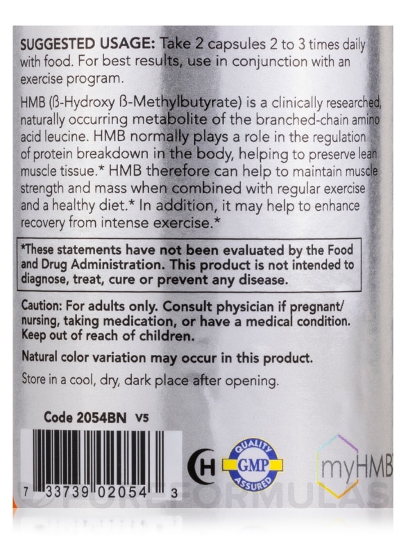 NOW® Sports - HMB 500 mg - 120 Veg Capsules - Alternate View 4