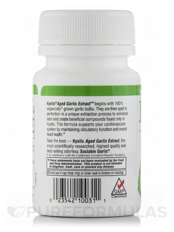 Kyolic® Aged Garlic Extract™ - Cardiovascular Health Formula 100 - 100 Tablets - Alternate View 2
