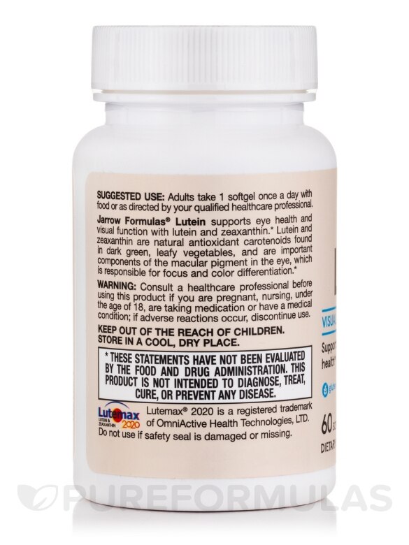 Lutein 20 mg (Zeaxanthin 4 mg) - 60 Softgels - Alternate View 2