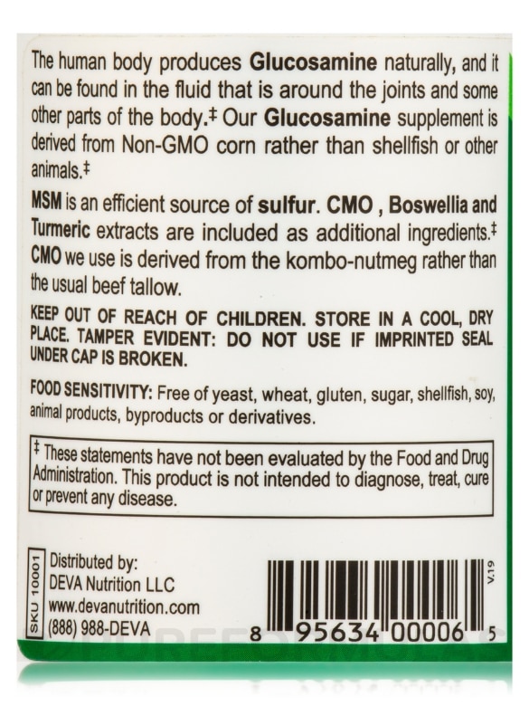 Vegan Glucosamine MSM & CMO - 90 Tablets - Alternate View 4
