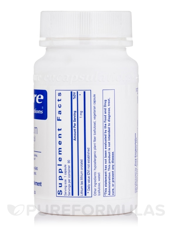 Lithium (orotate) 1 mg - 90 Capsules - Alternate View 1