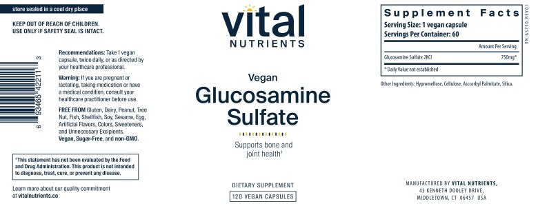 Glucosamine Sulfate 750 mg - 120 Vegetarian Capsules - Alternate View 4