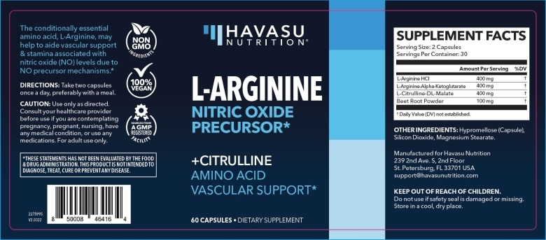 L-Arginine, Extra Strength - 60 Capsules - Alternate View 1