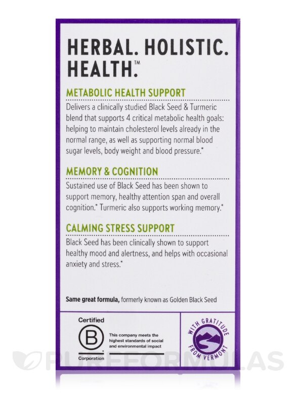 Metabolic Health: Turmeric & Black Seed Blend - 30 Vegetarian Capsules - Alternate View 6
