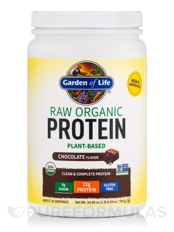 Raw Organic Protein Powder, Chocolate Flavor - 23.4 oz (664 Grams)