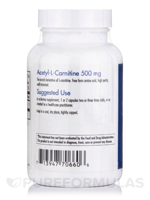 Acetyl-L-Carnitine 500 mg - 100 Vegetarian Capsules - Alternate View 2