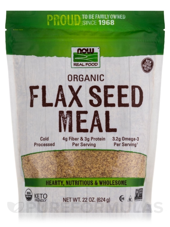 NOW Real Food® - Organic Flax Seed Meal - 22 oz (624 Grams)
