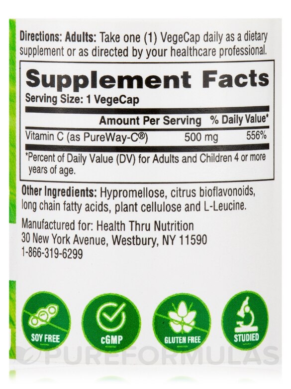 Vitamin C as PureWay-C® 500 mg - 60 VegeCaps - Alternate View 3