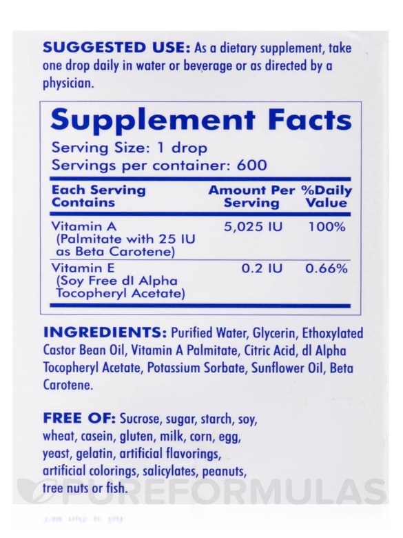 Mycellized Vitamin A Liquid - 1 fl. oz (30 ml) - Alternate View 8