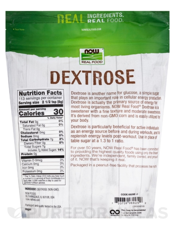 NOW Real Food® - Dextrose Powder - 32 oz (907 Grams) - Alternate View 1