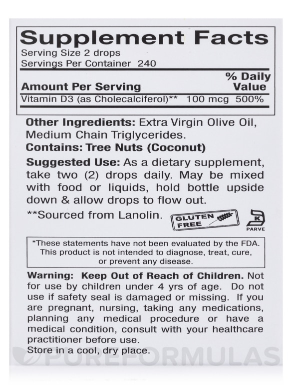 Liquid Vitamin D-3 Drops 4000 IU - 0.5 fl. oz (15 ml) - Alternate View 8