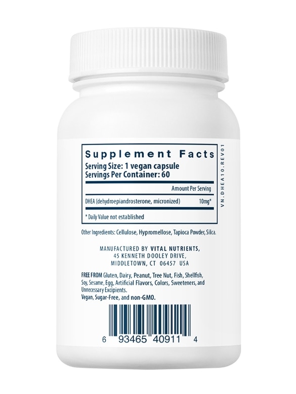 DHEA (Micronized) 10 mg - 60 Vegetarian Capsules - Alternate View 3