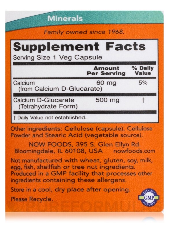 Calcium D-Glucarate 500 mg - 90 Veg Capsules - Alternate View 3