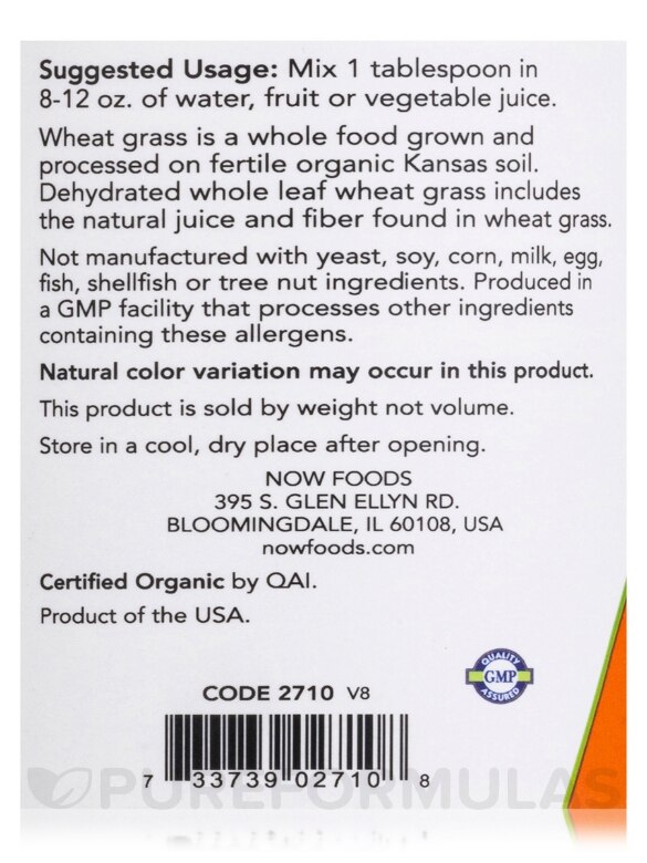 Wheat Grass Powder (Organic) - 9 oz (255 Grams) - Alternate View 4