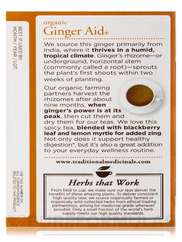 Organic Ginger Aid Tea - 16 Tea Bags - Alternate View 7