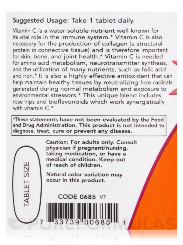C-1000 with Rose Hips & Bioflavonoids - 100 Tablets - Alternate View 4