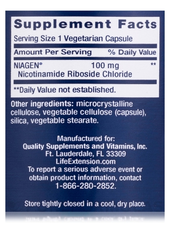 NAD+ Cell Regenerator™ 100 mg - 30 Vegetarian Capsules - Alternate View 3