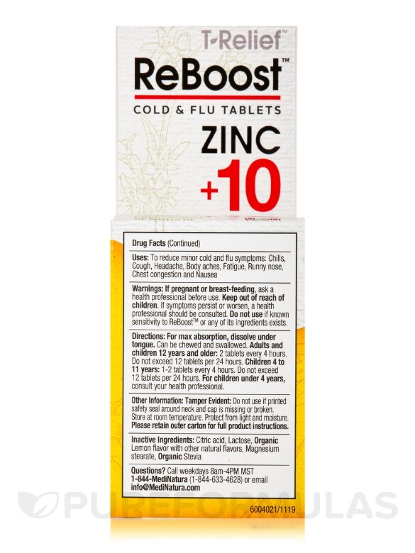 T-Relief™ Zinc +10 Cold & Flu Lemon Tablets - 60 Tablets - Alternate View 5