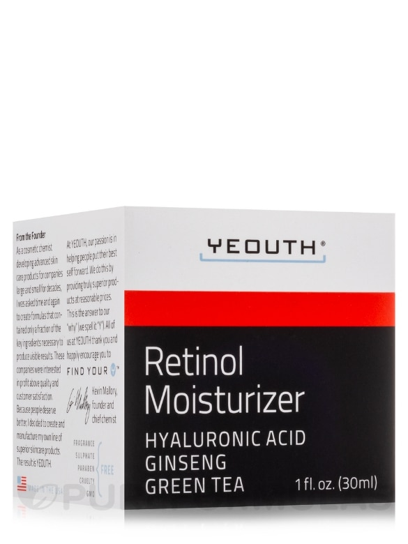 Retinol Moisturizer with Hyaluronic Acid, Ginseng, Green Tea - 1 fl. oz (30 ml)