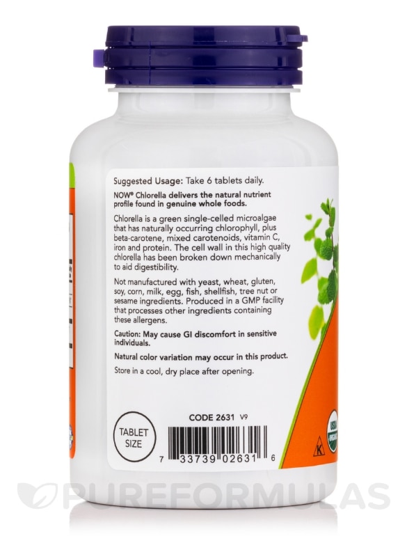 Chlorella (Organic) 500 mg - 200 Tablets - Alternate View 2