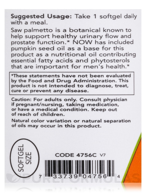 Saw Palmetto Extract 320 mg - 90 Vegetarian Softgels - Alternate View 4