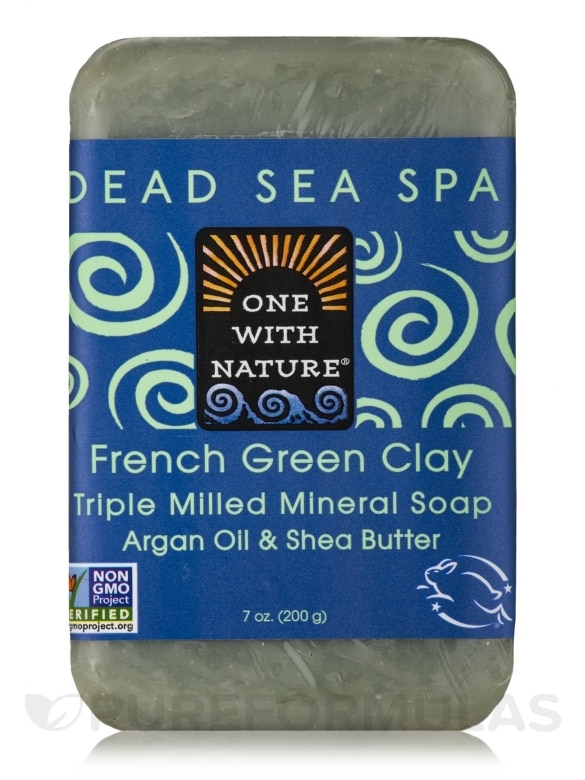 French Green Clay - Triple Milled Mineral Soap Bar with Argan Oil & Shea Butter - 7 oz (200 Grams) - Alternate View 1