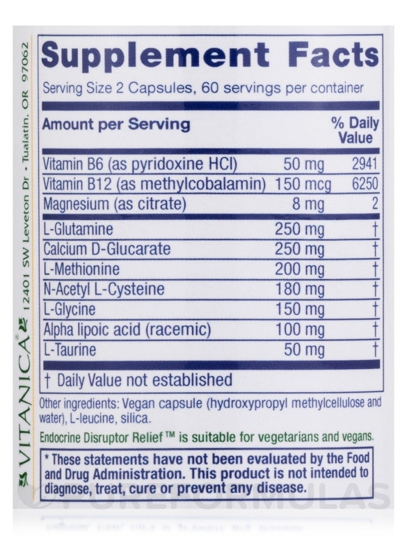 Endocrine Disruptor Relief (Professional Formula) - 120 Vegetarian Capsules - Alternate View 3