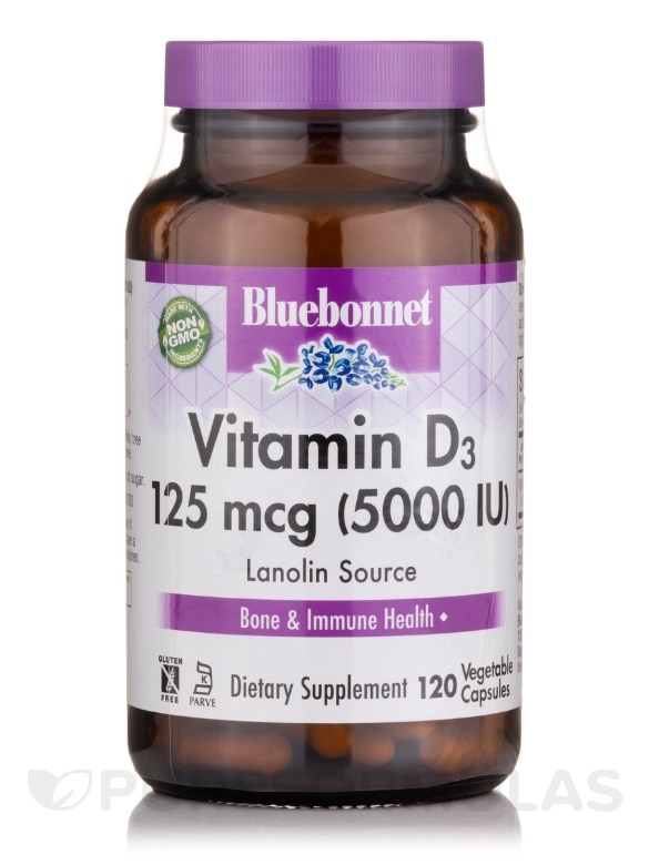 Vitamin D3 5000 IU - 120 Vegetable Capsules