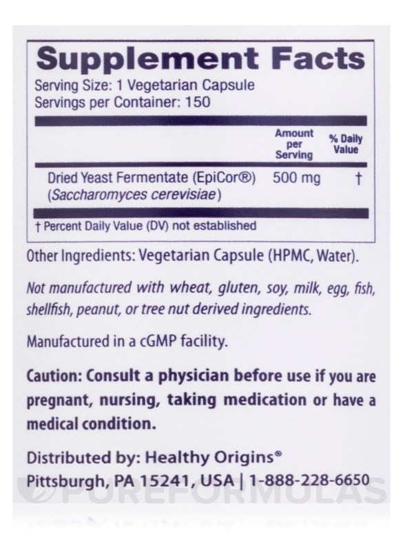 EpiCor (Immune Protection) 500 mg - 150 Veggie Capsules - Alternate View 3