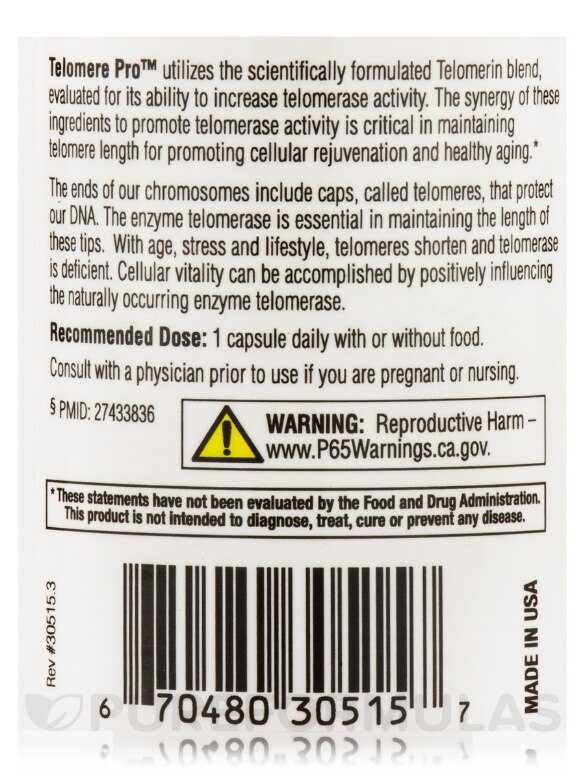 Telomere Pro™ - 30 Capsules - Alternate View 4