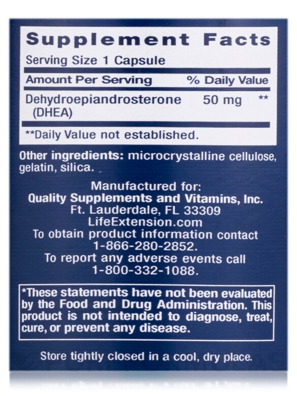 DHEA 50 mg - 60 Capsules - Alternate View 3
