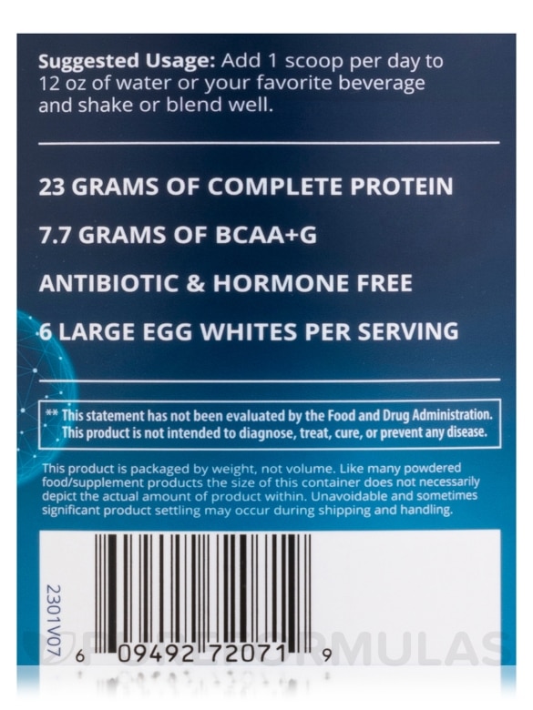 Egg White Protein, Vanilla Flavor - 12 oz (340 Grams) - Alternate View 5